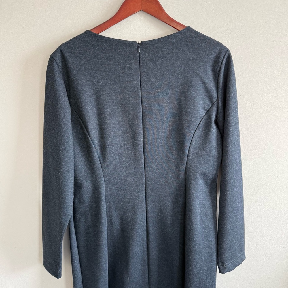 Jones New York Dark Navy Long-Sleeve Wrap Style Zip Dress Women size 14 - Picture 3 of 14